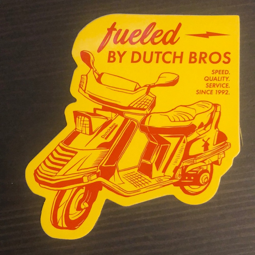 Dutch Bros Sticker Decal - Yellow Scooter